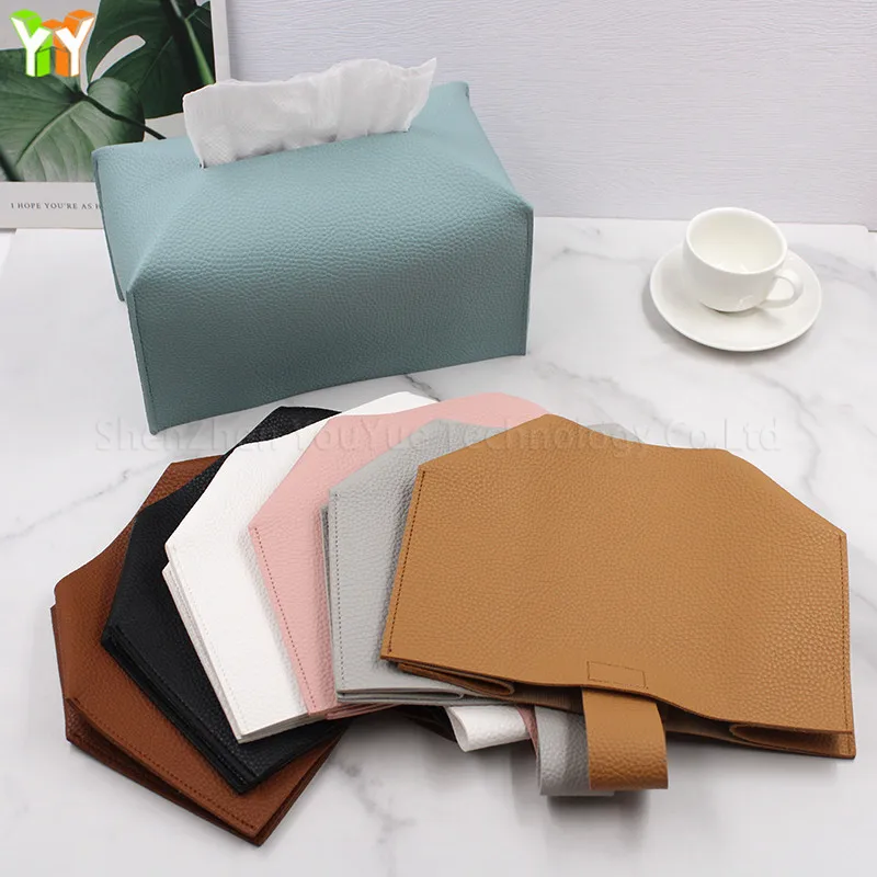 

Quick Shipping Leather Tissue Paper Box Cover Holder Wholesale Pink Napkin Holder Dispenser for Car