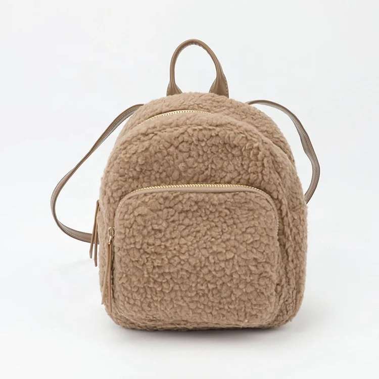 

korea style hot sell Winter Sherpa Lamb Wool PU Winter Backpack Lady Girl Tote Bag