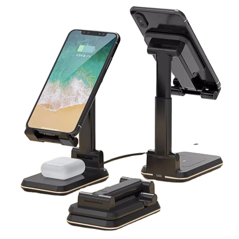 

2 in 1 wireless charging Foldable Height Angle Adjustable Wireless Charger Mobile Phone Holder Tablet Stand