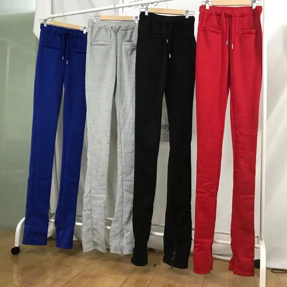

2021 Thick Stacked Sweat Joggers Pants Flare Cargo Track Pants Stacked Fleece Leggings Sweatpants Women Winter Autumn Clothes