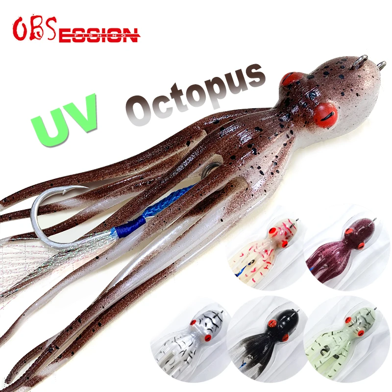 

New Arrival J80 AMAZON HOT 110g 150g 200g Octopus Metal Head Slow Jigging TPE Soft Lure Fishing Lures Jig Squid Lure Assist Hook, 6 colors