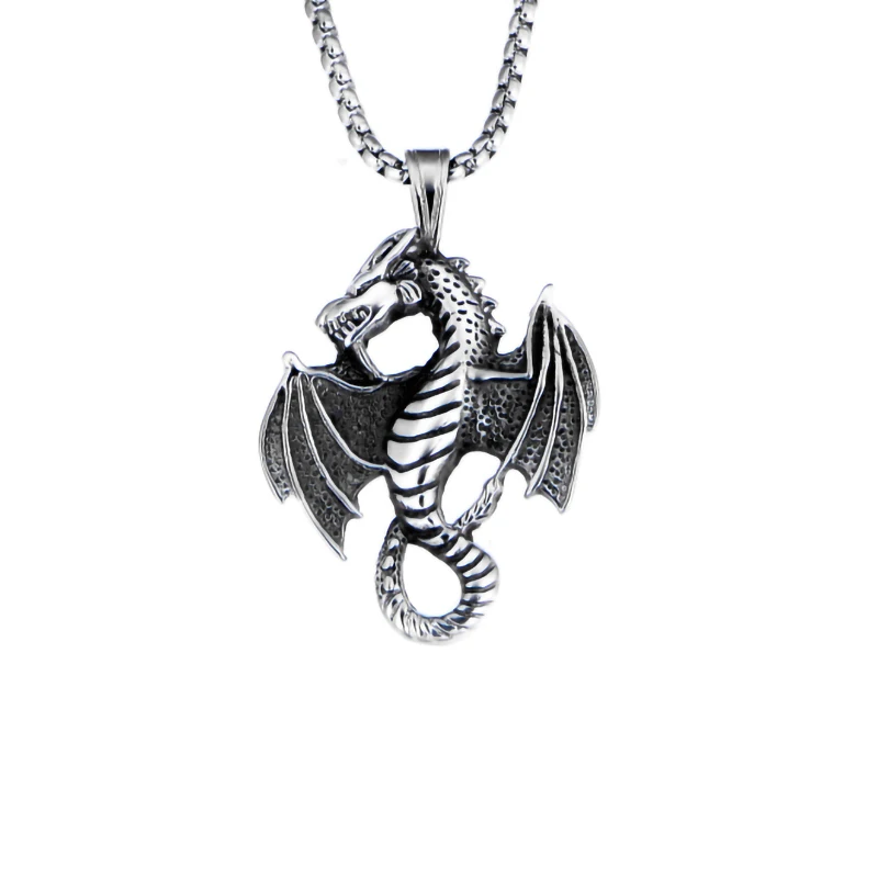 

new fashion Men Jewelry flying dragon pendant jewelry necklace men women silver necklace gifts