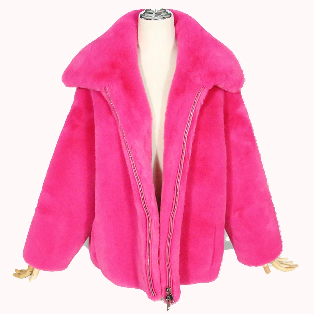 

Fashion autumn winter Women Warm faux fur coat jacket coat faux fur parka coat