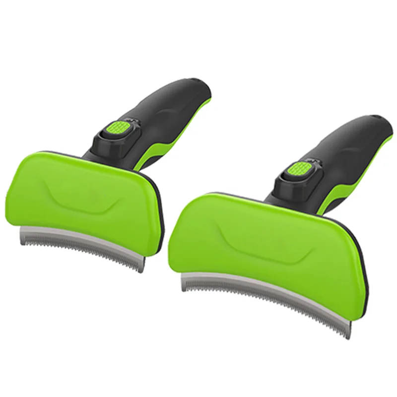 

New Patent Curved Blade One Button Self Clean Cat Shedding Brush Comb Pet Deshedding Grooming Tool For Dogs