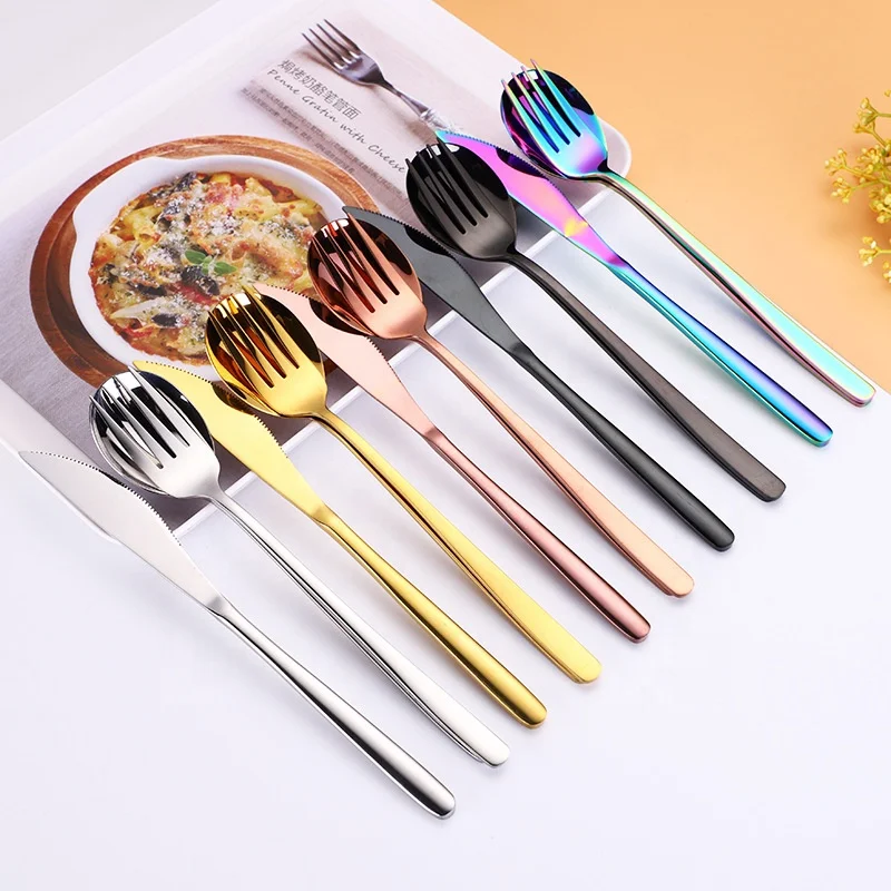 

1PCS Spoon Fork Knife Stainless Steel Dinnerware Cutlery Tableware Mirror Reusable Utensils