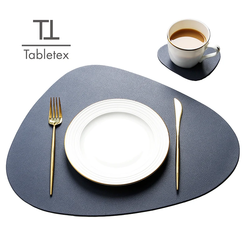 

Tabletex environmentally doubt sides PVC leather triangle shape anti-slip placemats western table mat, Customized