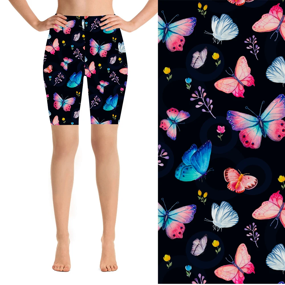 

Colorful Butterfly Short Leggings Newest wholesale 92% Polyester 8% Spandex 230gsm digital Print women Bike Short leggings