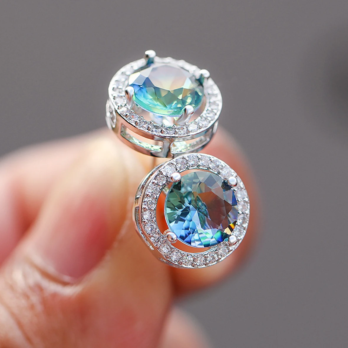 

Mystic Topaz Fine Jewelry 925 Sterling Silver Stud Earrings For Women, Blue fire opal