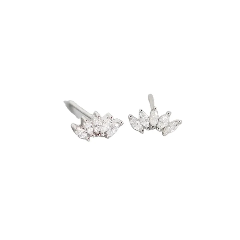 

Sterling silver factory wholesale zircon earrings gold plated women jewelry Marquise zircon earrings stud