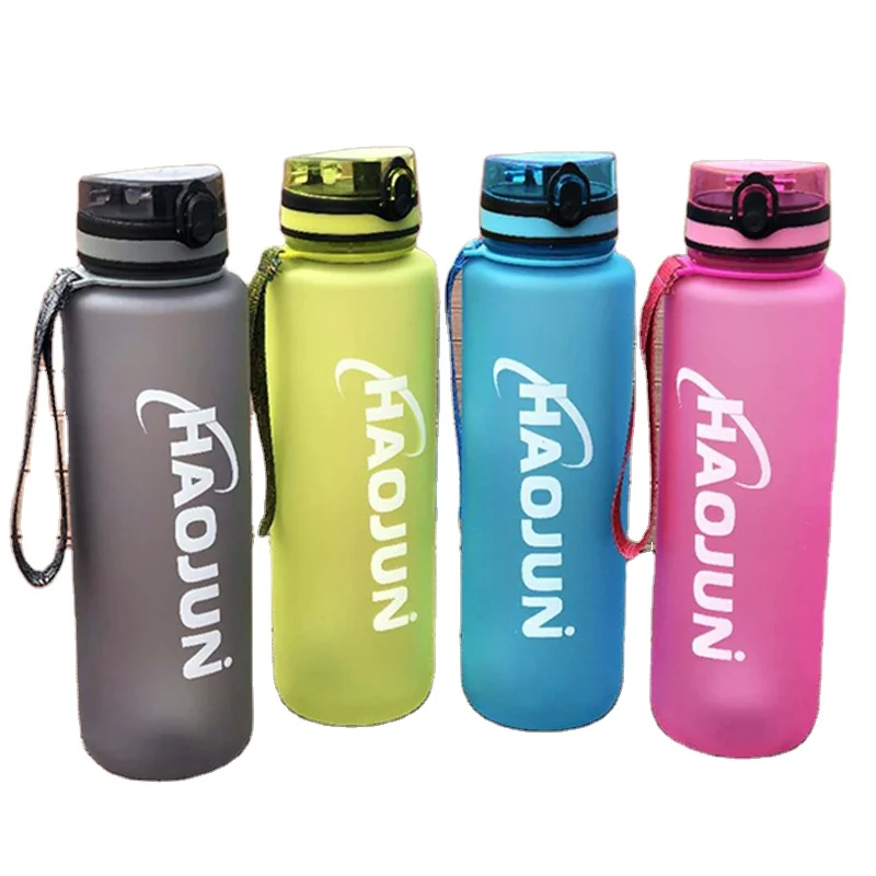 

600/1000/1500ML Wholesale Sports water bottle with Motivational Time plastic drinking water bottles With Filter, Transparent