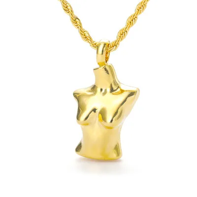 

2021 New Minimalist Jewelry Titanium Steel Necklace Wolf Circus Women Vase Abstract Female Body Pendant Gold Plated Necklaces