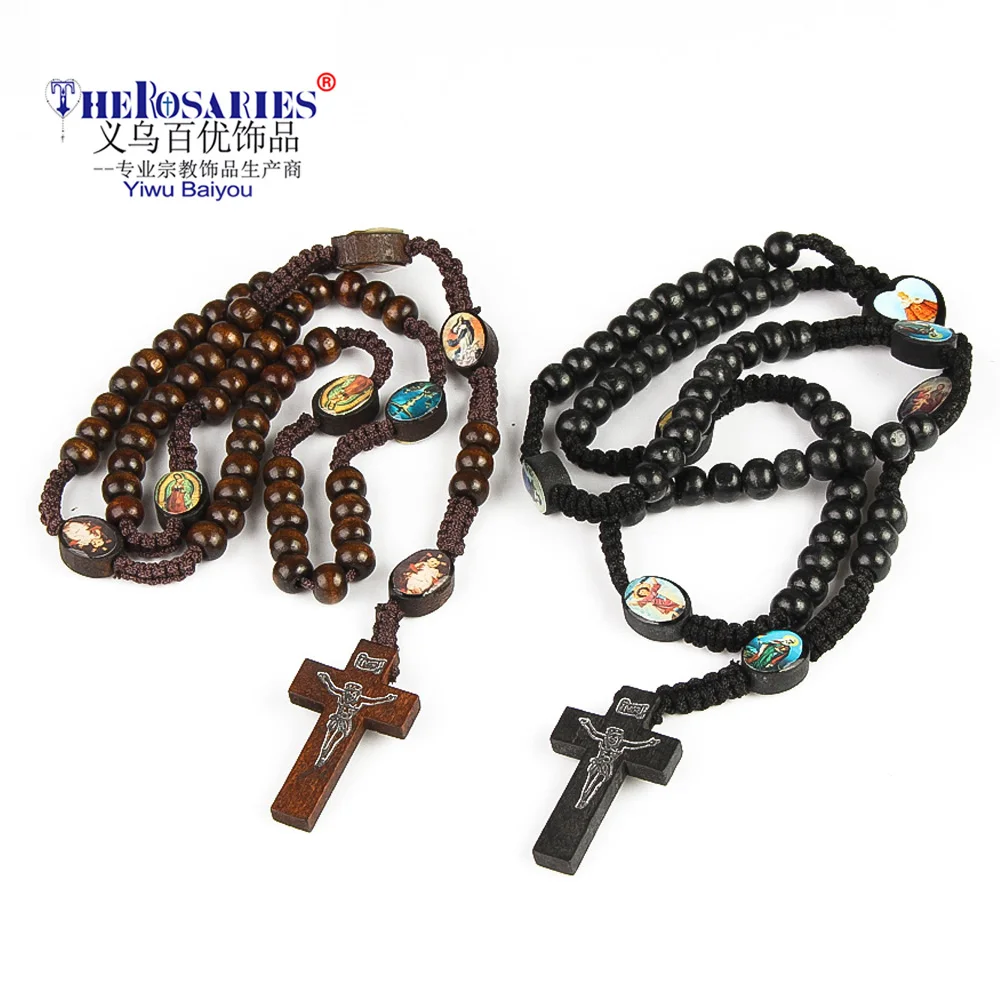 

Wooden Rosaries Beads Necklace Rosary Cross Classes Religious Gift Promotion