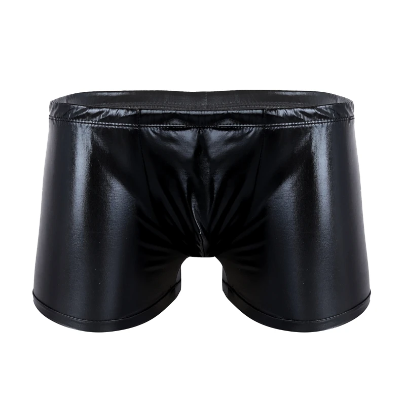 

iEFiEL Mens Faux Leather Boxer Brief Underwear Low Waist Sexy Black Panties Underpants