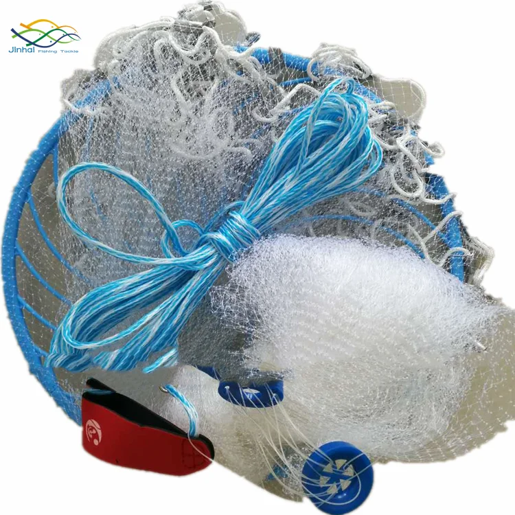 

wholesale 8ft 3/16"sq fish mono filament american drawstring throwing cast net fishing nets casting net network for sale, White or according to request