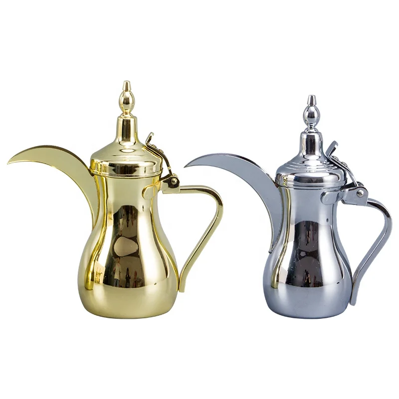 

18oz Arabic Tea Pot Kettle Stainless Steel Coffee Dallah Arabic Coffee Pot with Long Spout, Gold