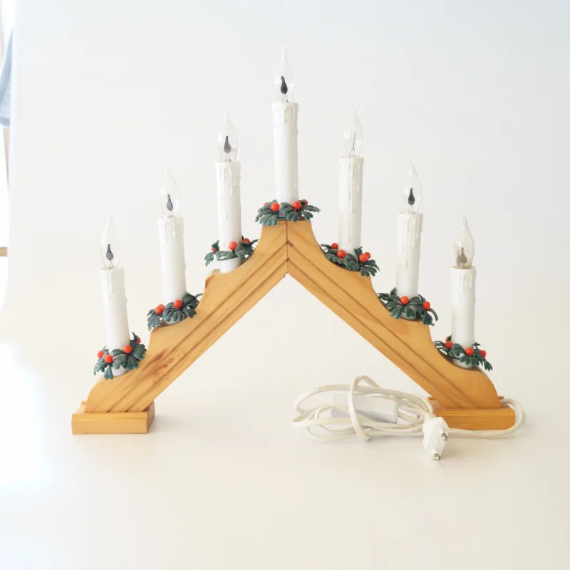 Christmas Concepts Christmas Red Wooden Candle Bridge With Warm White