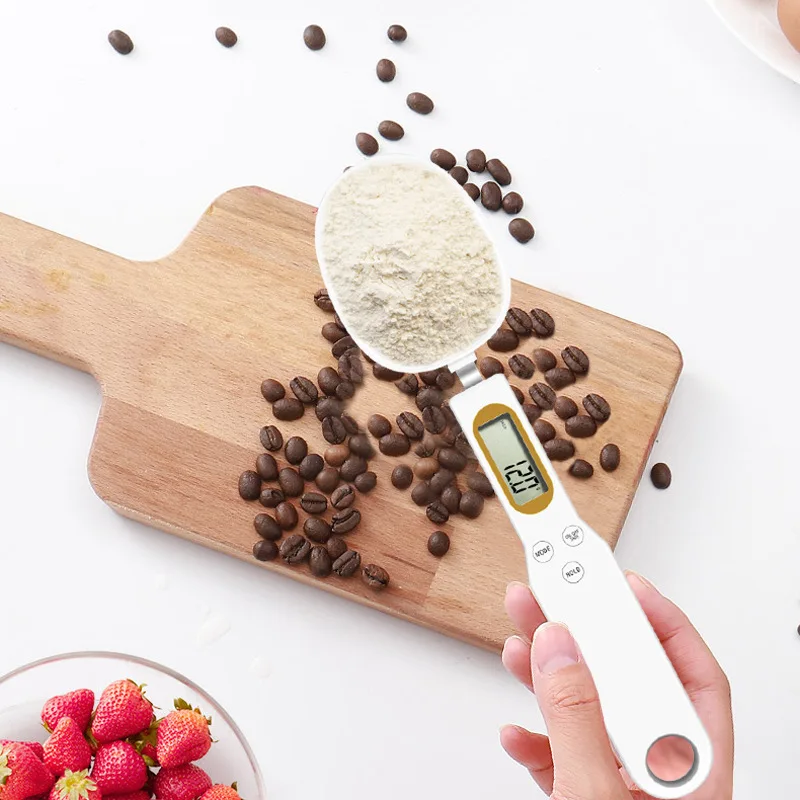 

500g/0.1g Digital Spoon Scale Food Measuring Scale Electronic Measuring Spoon with LCD Display, White and pink