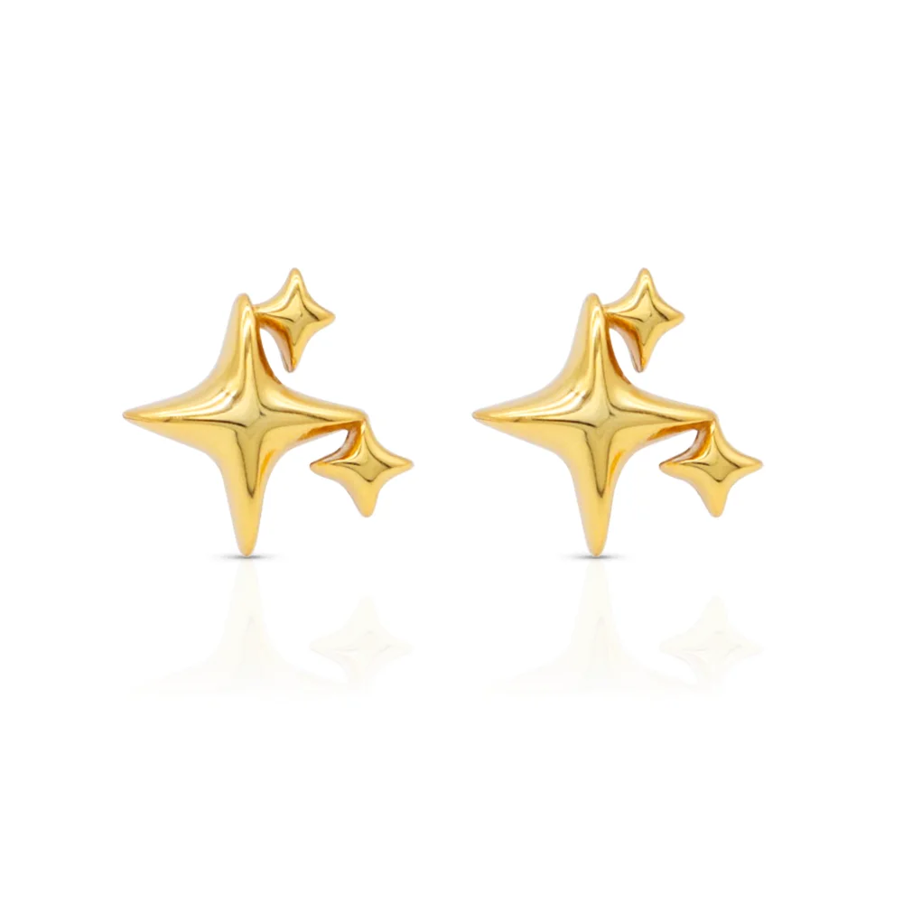 

Chris April in stock 925 sterling silver gold plated twinkling stars stud earring for women