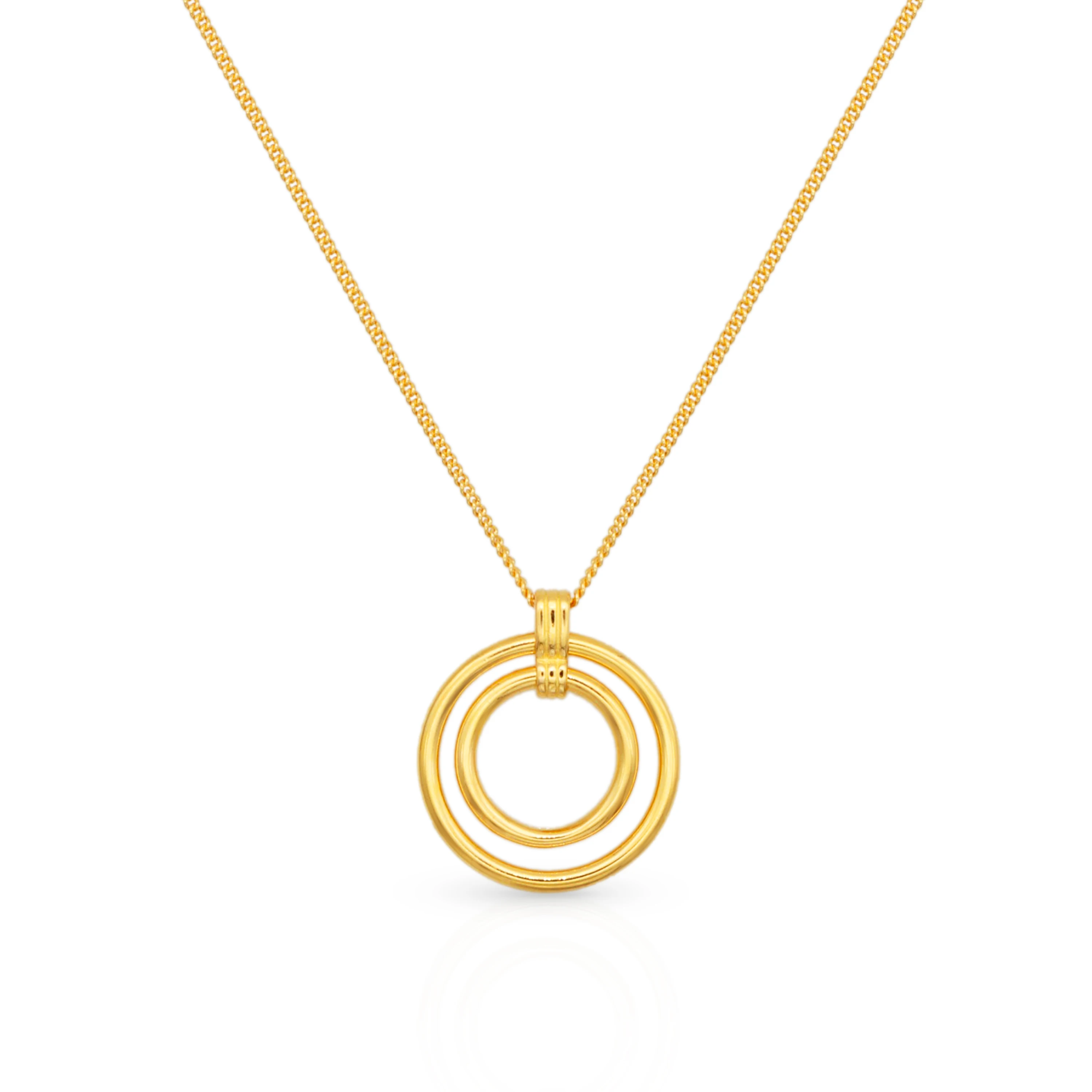 

Chris April fine jewelry 925 sterling silver gold plated concentric circle geometric pendant necklace