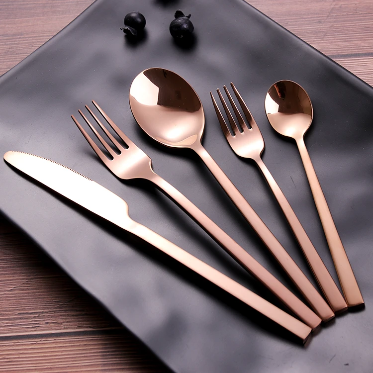 

Stainless Steel Tableware Coffee Spoon Flatware Teaspoon Fork Set Gold Cuttlery, Silver/gold/rose gold/black/rainbow