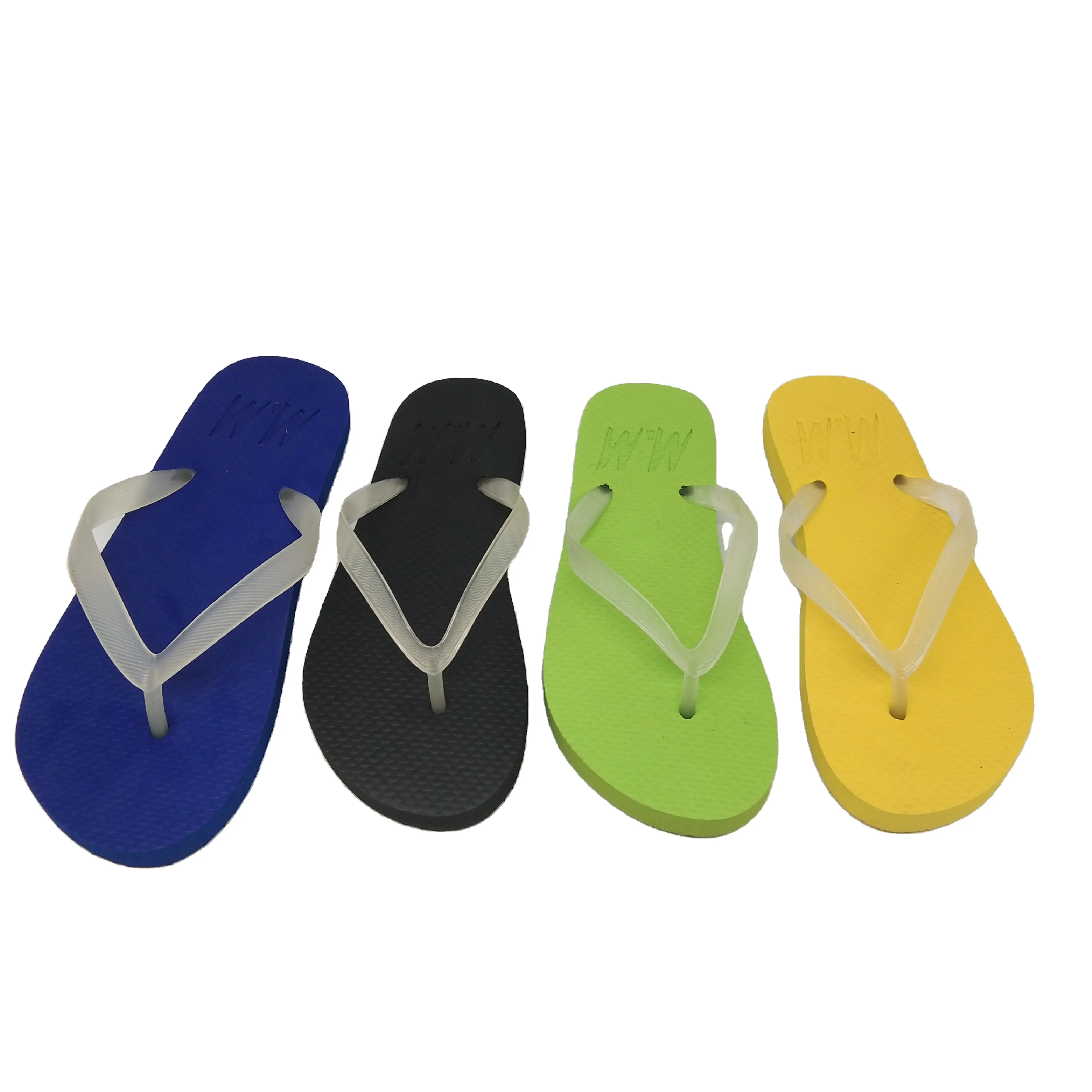 

2020 latest fashion cheap custom logo hotel slippers women wedding luminous flip flops, Yellow, green, royal blue and black