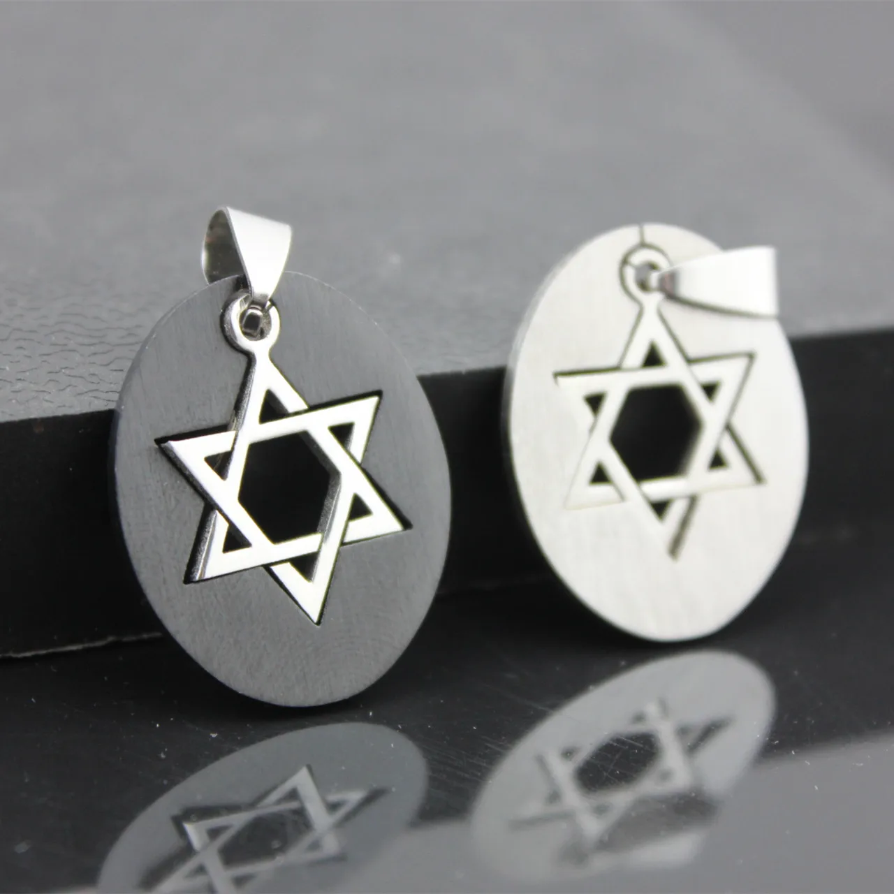 

Making Jewelry Diy Accessories Custom Necklace Silver Blank Stainless Steel David Star of David Charm Pendant, Silver,black