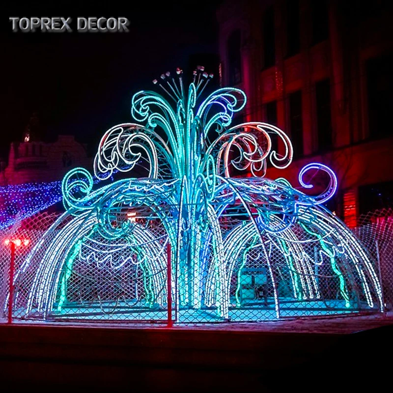 Customized christmas decor largre outdoor waterproof use fountain sculpture led motif light