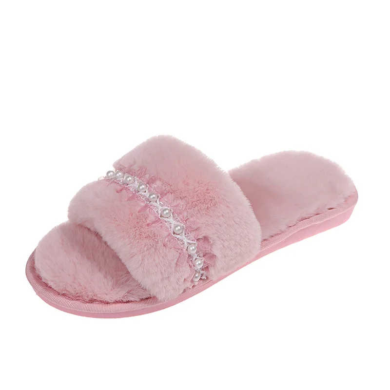 

Popular New Style Fluffy Bedroom Slippers Made In China Faux Fur Fluffy Plush Slipper, As picture