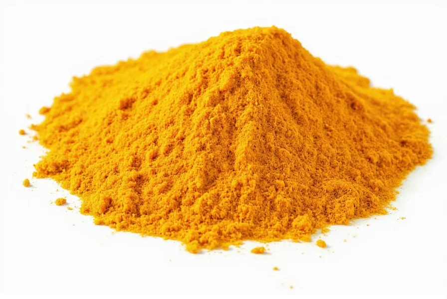 Fresh turmeric root next to turmeric powder showing the difference in appearance