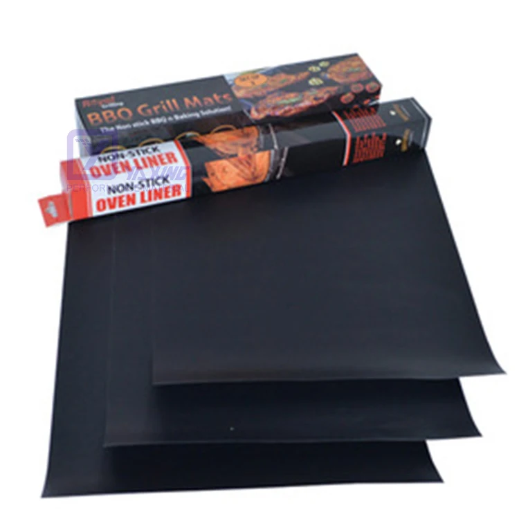 

2020 New Product Durable Reusable Food Grade BBQ Baking Mat PTFE Coated, Black;beige