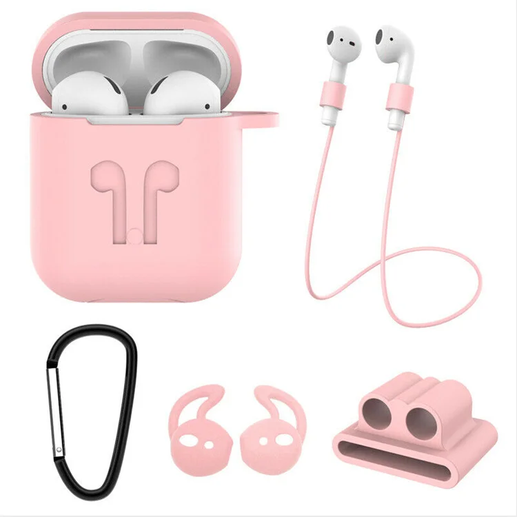 

2021 new Four-piece set of silicone headphone accessories for Wireless Apple 1&2 Earphones, 5 colors