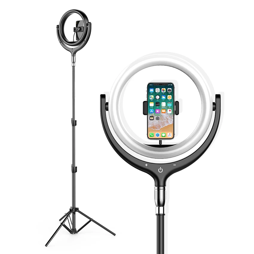 

Photography Fill Light 12 Inch 3300-6000k LED Ring Light with Adjustable Stand, Black / white