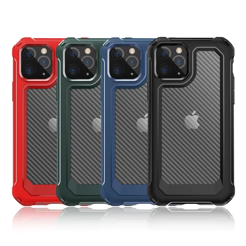 

Rugged Phone Cases Cell Case Back Cover Oem Carbon Fiber Protector Defender 2 In 1 Hybrid Armor Shockproof Tpu Pc For Iphone 11, Red,blue,black,green