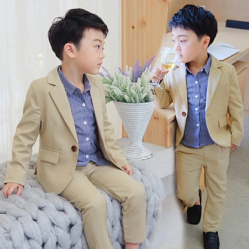 

Kids Jacket Pants 2Pcs Clothing Set Flower Boys Formal Wedding Tuxedo Suit Children Host Dance Party Performance Dress Costume, Can be customized