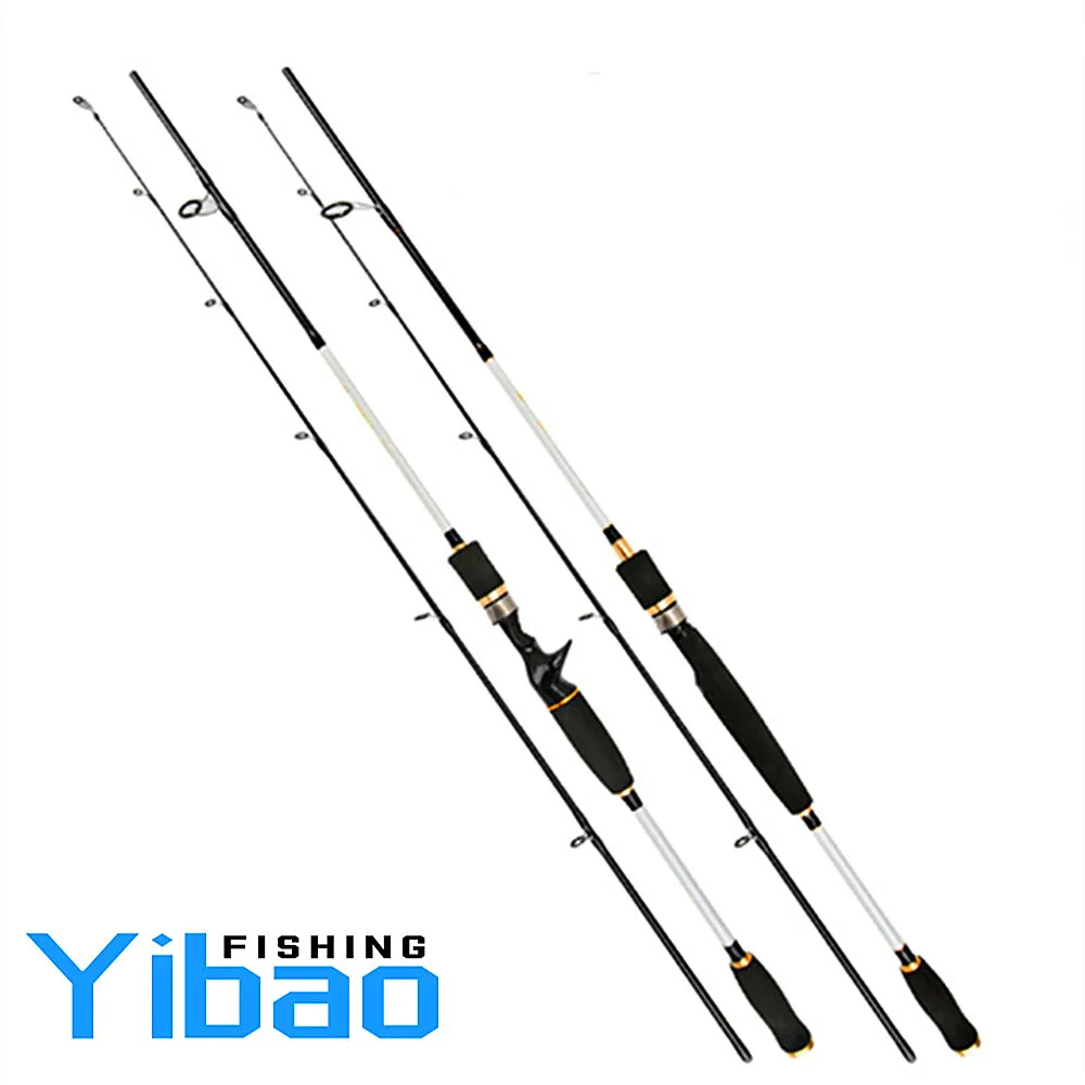 

1.8m 2.1m 2.4m Carbon Spinning Casting Rod M ML 2 Sections Graphite Bait Casting Rod Sea Bass Saltwater Freshwater Fishing Rods, Black+white
