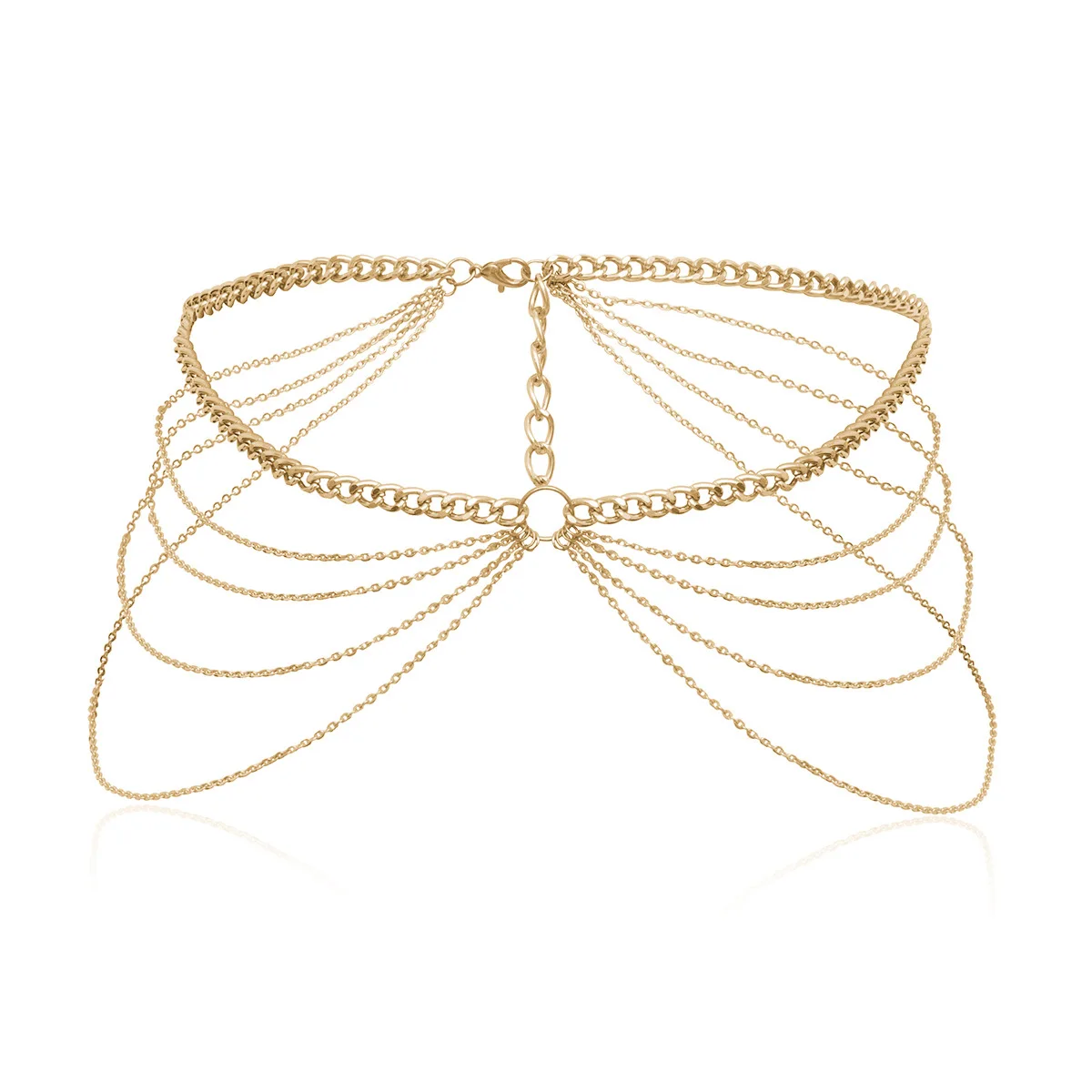 

Retro Shell Fashion Crystal Simple Lock Women Belly Chain Body Jewelry Multilayer Sexy Copper Sequin Girl Belly Chain Belt, 8 colors