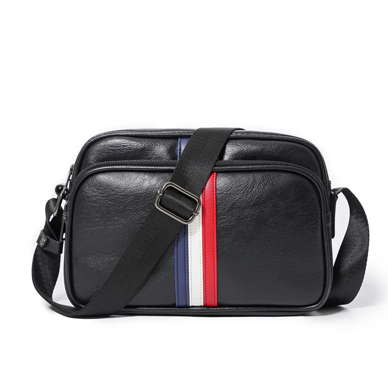 

Wholesale new fashion PU leather men shoulderbags horizontal messenger sling bag, Black