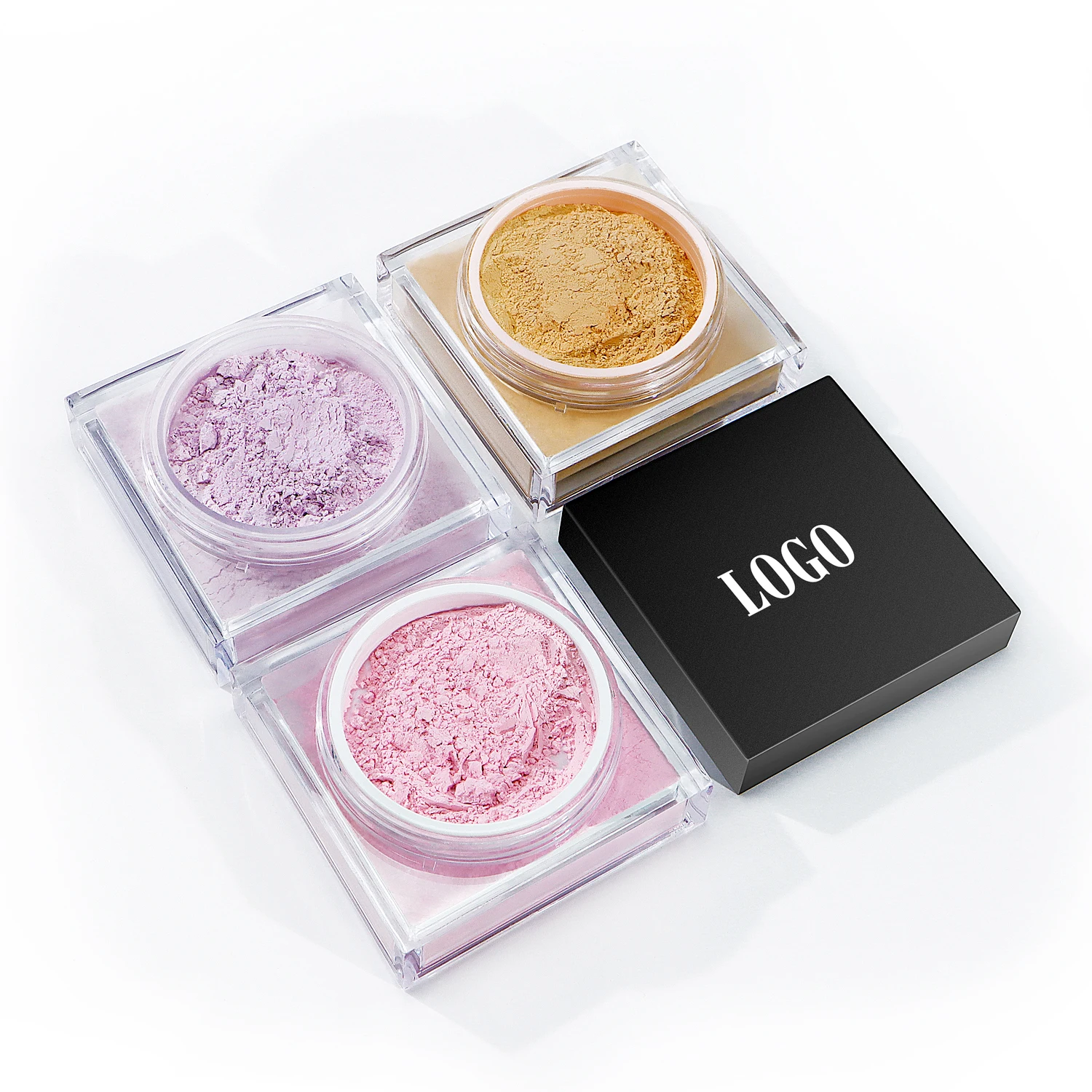 Private Label Long-Lasting Oil Control Loose Setting Powder Custom Logo Talc-Free Square Black Blurring Makeup Setting Powder