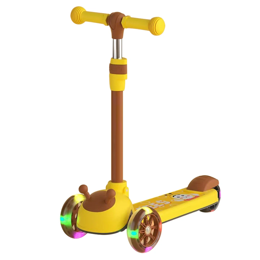 

Hot sale cute shape over 50kgs high max loading wide flashing wheels kids kick scooter for child