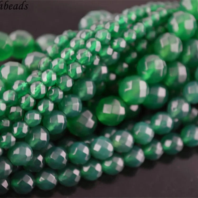 

4mm~12mm Faceted Green Agate Onyx Stone Round Loose Beads DIY Jewelry making beads