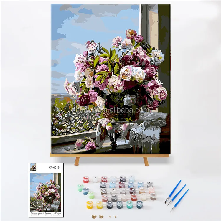 

Paintido Paint Color Decoration Flower Still Life Oil Painting By Numbers For Adult