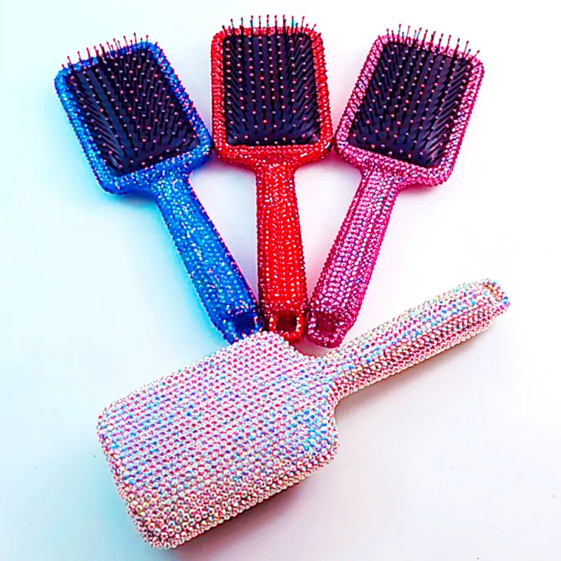 

Bling Brush And Comb Set Crystal Detangling Hair Diamond Shape With Crystals For Luxury Hairbrushes Massage Rhinestone, Pink ,sliver,purple,gold,black,red,blue