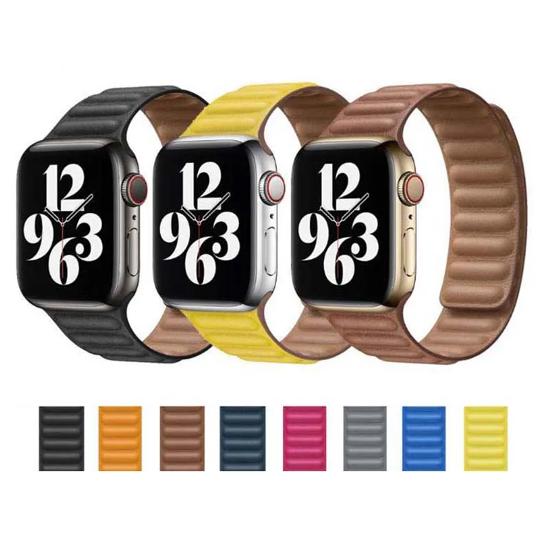 

Chinber Double Color Leather Wrist Watchband Compatible for Apple 38/40mm 42/44mm iWatch 1/2/3/4/5/6/7/se, 16 colors available