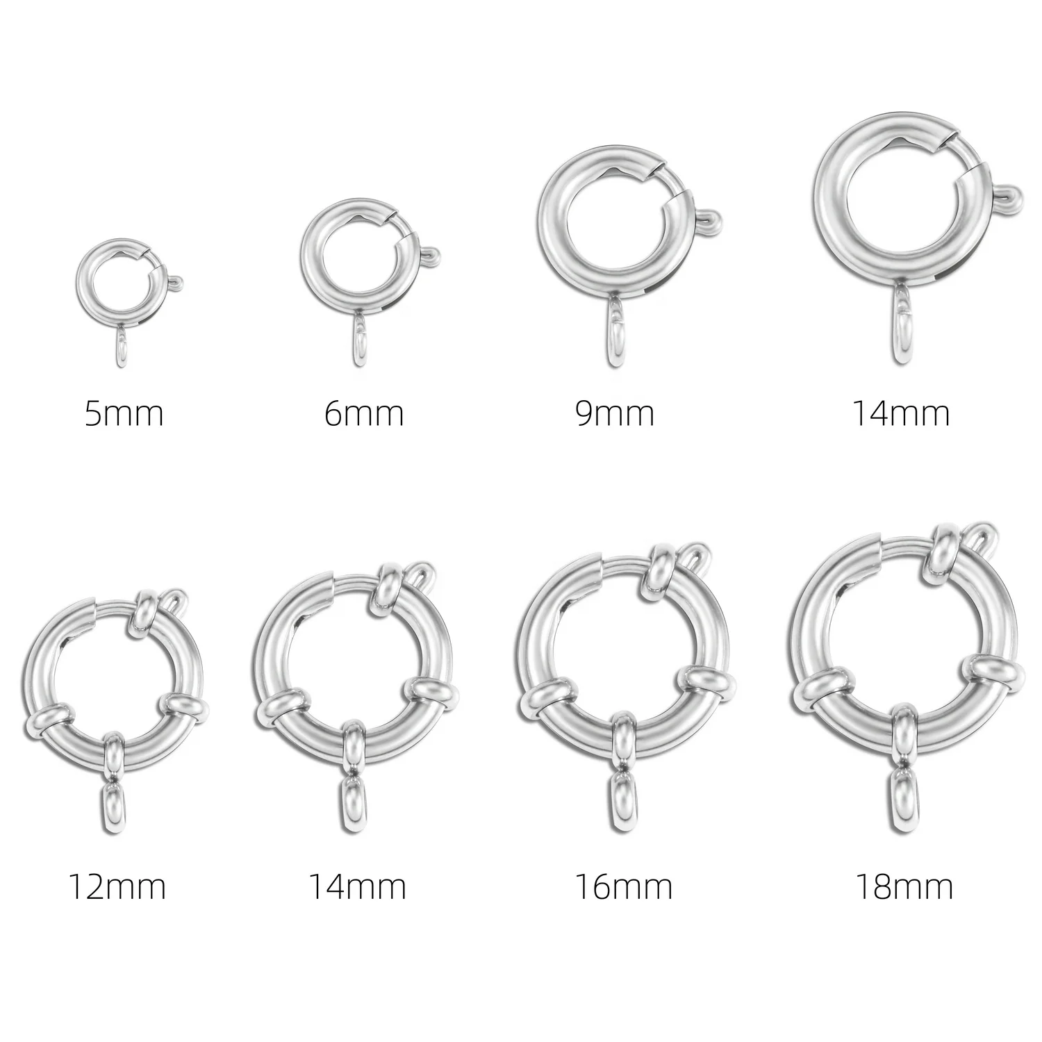 

Wholesale High Quality Stainless Steel Silver Plated Necklace Spring Ring Clasps Jewelry Accessories For Necklace Bracelet, Gold,silver