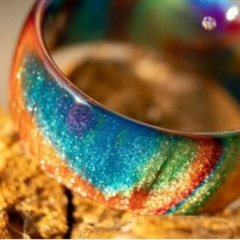 

New Retro Acrylic Resin Personality Simple Colorful Rainbow Ring