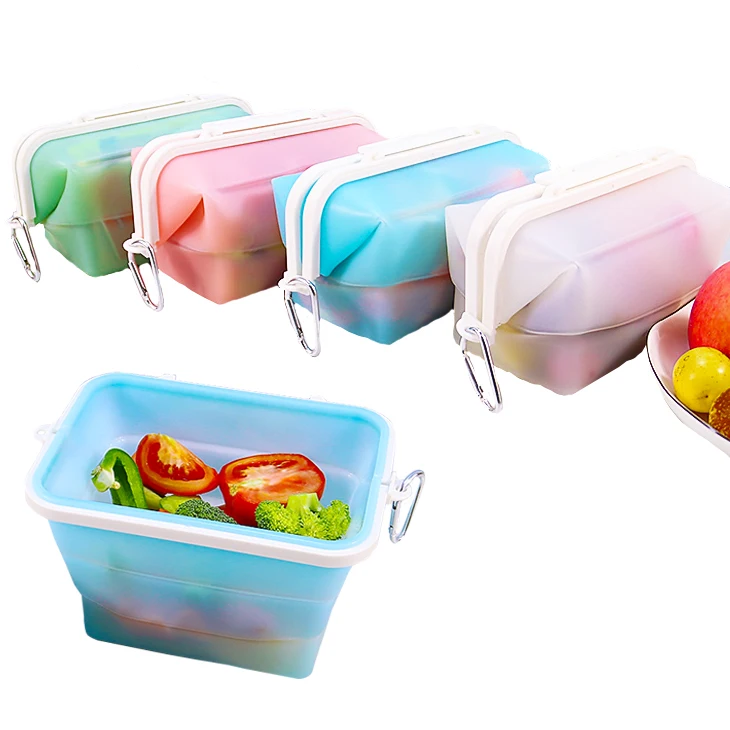 

Bpa Free Reusable Silicon Collapsible Folding Food Storage Containers Silicon Freezer Food Fresh Container Bags Food Pack Box