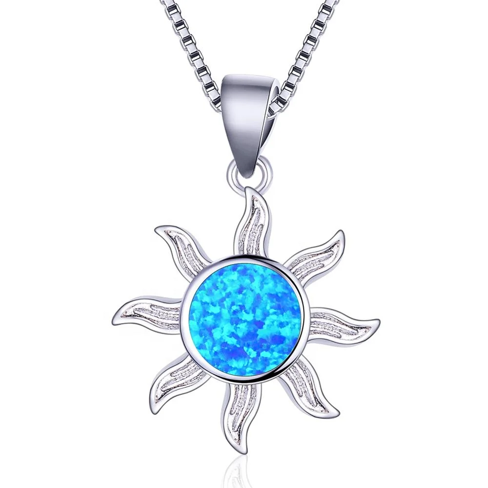 

Hot sale s925 sterling silver sun shape opal ladies necklace