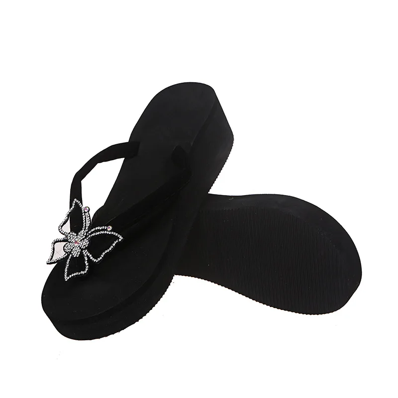 

Women's slippers 2021 summer new wish cross-border flip-flops female colored diamond butterfly flat slippers, Customized color