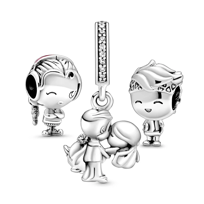 

Popular Accessories 925 Sterling Silver Cute Boy And Girl Teenager Charms Trend Wedding Pendant For DIY Bracelet Making