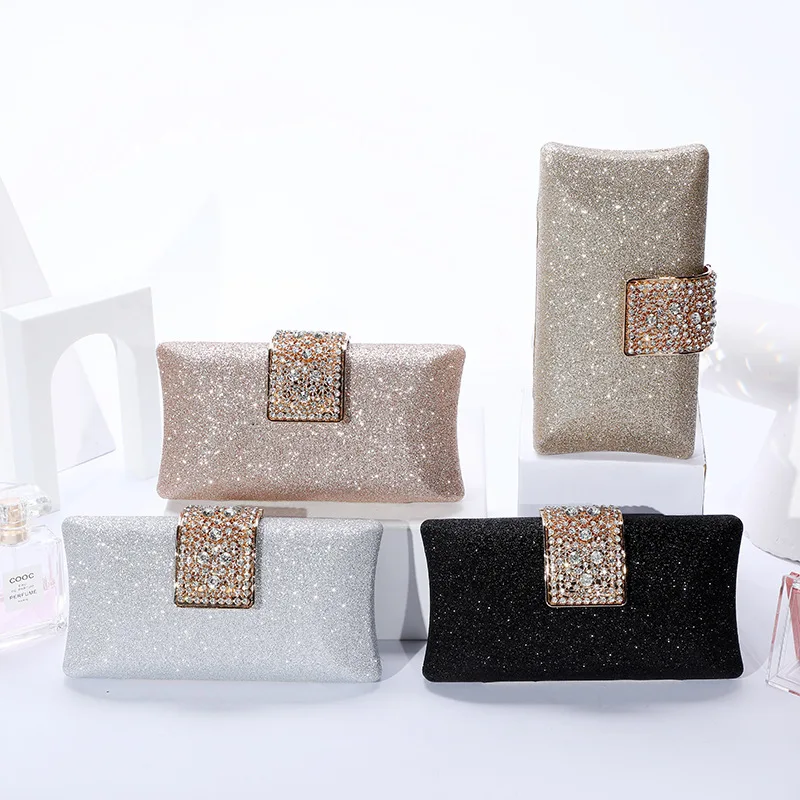

Newest bling luxury diamond handbags for women evening bag square box crossbody banquet bag clutch shoulder